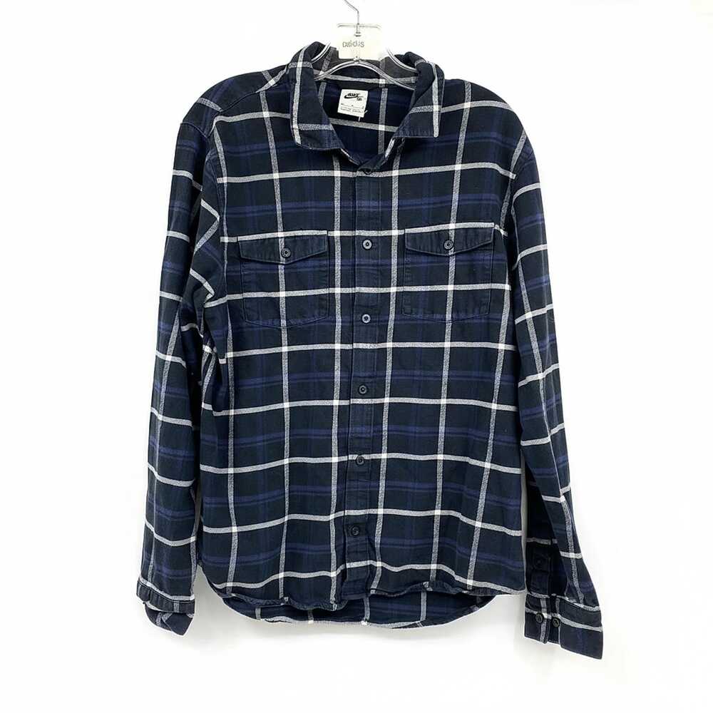 Nike Black Plaid Cotton Button-Down Shirt | Men’s M Regular